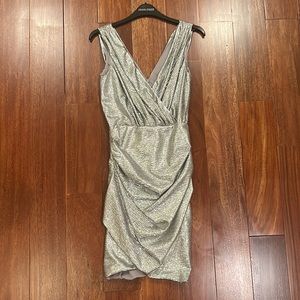 TARA JARMON silver metallic mini dress 🪩